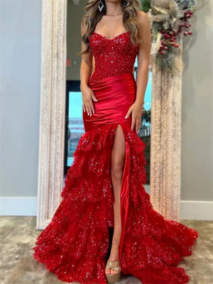 Sheath Sweetheart Appliques Lace Court Train Silk Like Satin Corset Dress