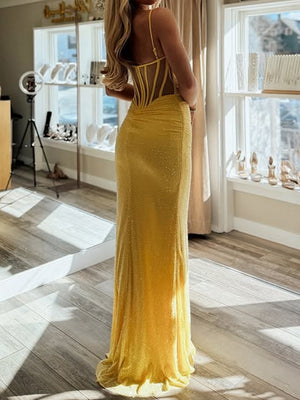 Sheath Spaghetti Straps Pleated Floor-Length Corset Dress