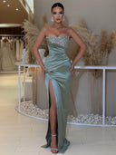 Sheath Straight Pleated Floor-Length Dress