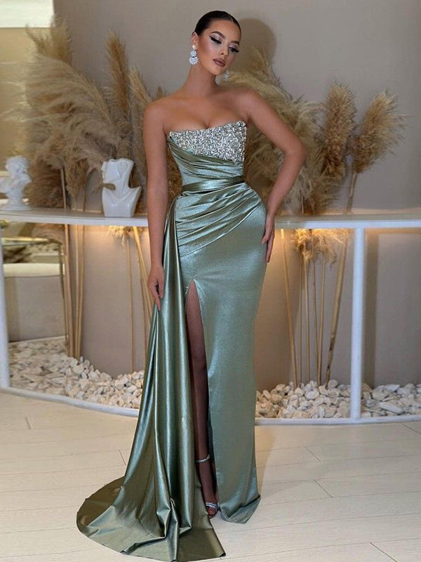 Sheath Straight Pleated Floor-Length Dress