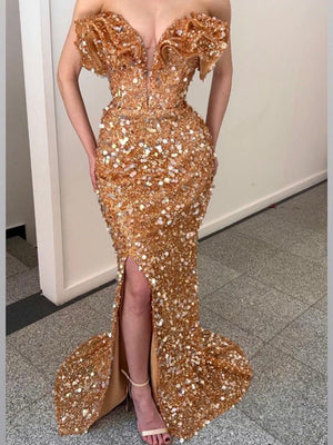 Sheath Sweetheart Sequin Sweep Train Dress