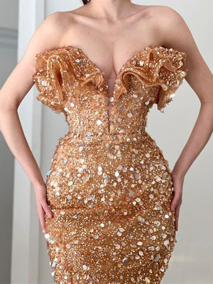 Sheath Sweetheart Sequin Sweep Train Dress
