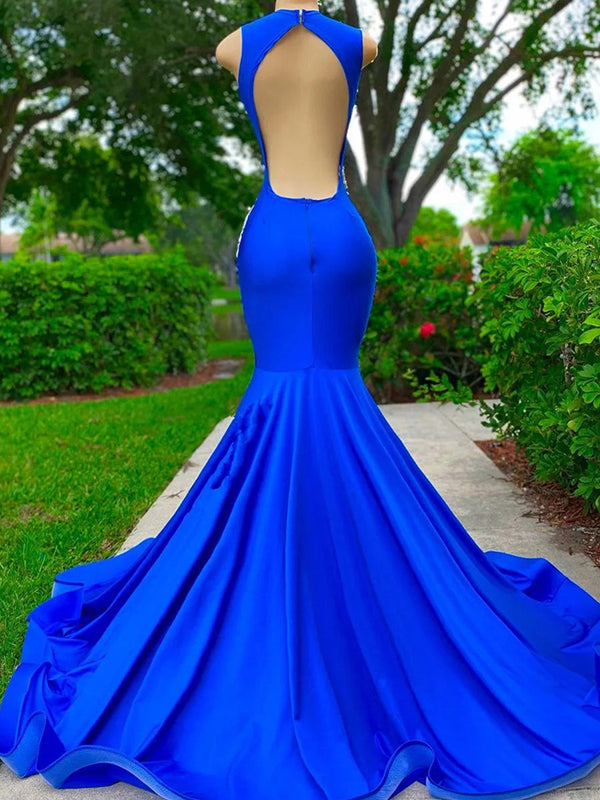 Mermaid Scoop Beading Floor-Length Dress