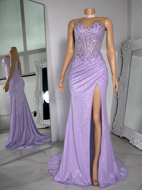 Sheath Spaghetti Straps Appliques Lace Sweep Train Corset Dress