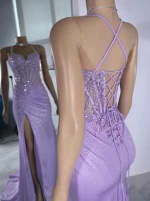 Sheath Spaghetti Straps Appliques Lace Sweep Train Corset Dress