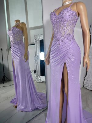 Sheath Spaghetti Straps Appliques Lace Sweep Train Corset Dress