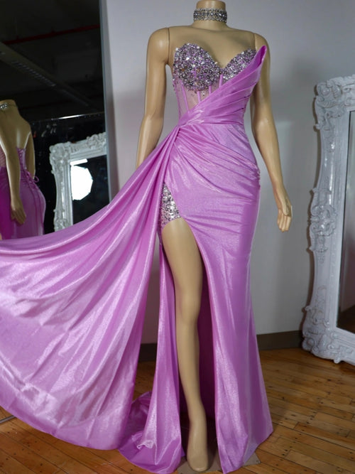 Sheath Sweetheart Rhinestone Sweep Train Corset Dress