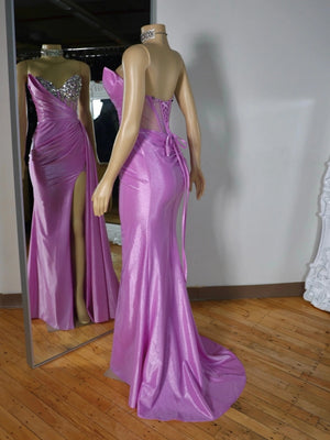 Sheath Sweetheart Rhinestone Sweep Train Corset Dress