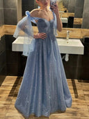 A-line Off-the-Shoulder Sequin Floor-Length Corset Dress