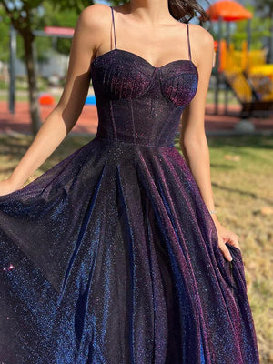 A-line Spaghetti Straps Floor-Length Other Corset Prom Dress