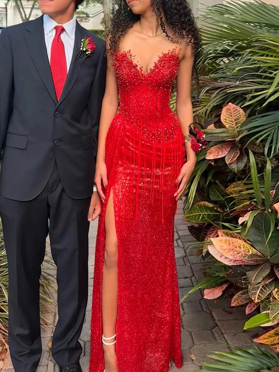 Sheath Sweetheart Rhinestone Floor-Length Other Corset Prom Dress