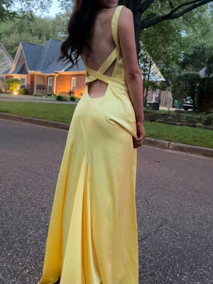 Sheath V-neck Floor-Length Silk Like Satin Prom Dress