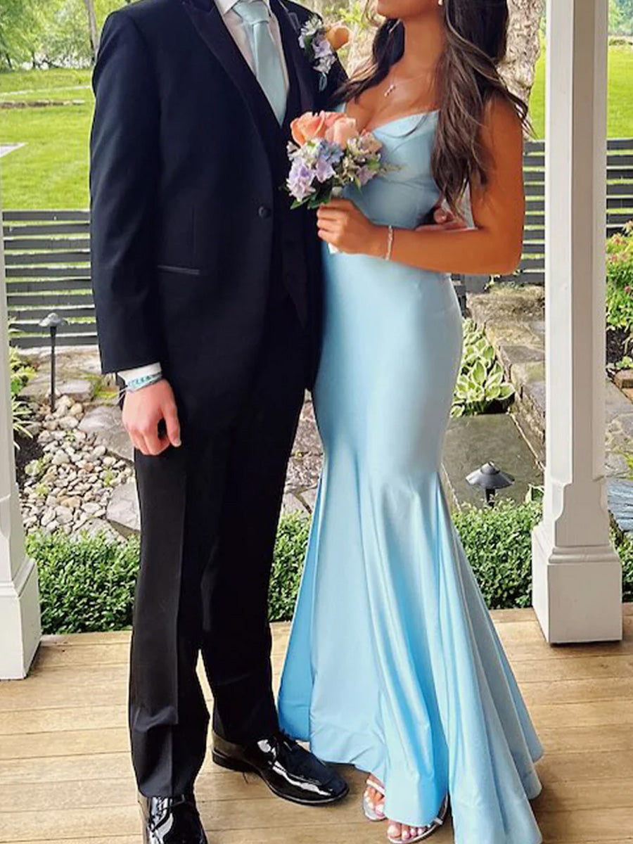 Sheath V-neck Floor-Length Jersey Prom Dress