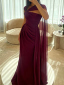 A-line One Shoulder Pleated Floor-Length Chiffon Corset Prom Dress