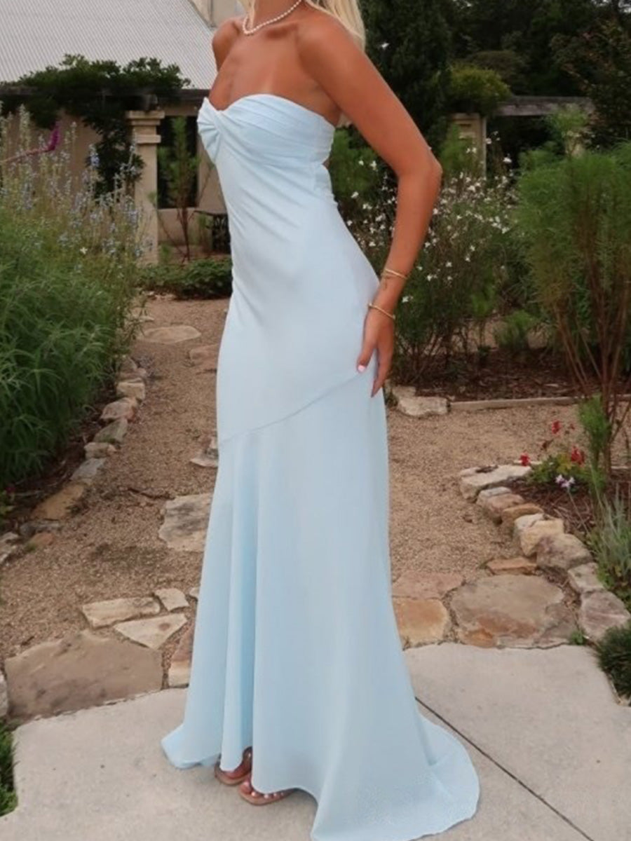 Sheath Straight Sweep Train Jersey Prom Dress