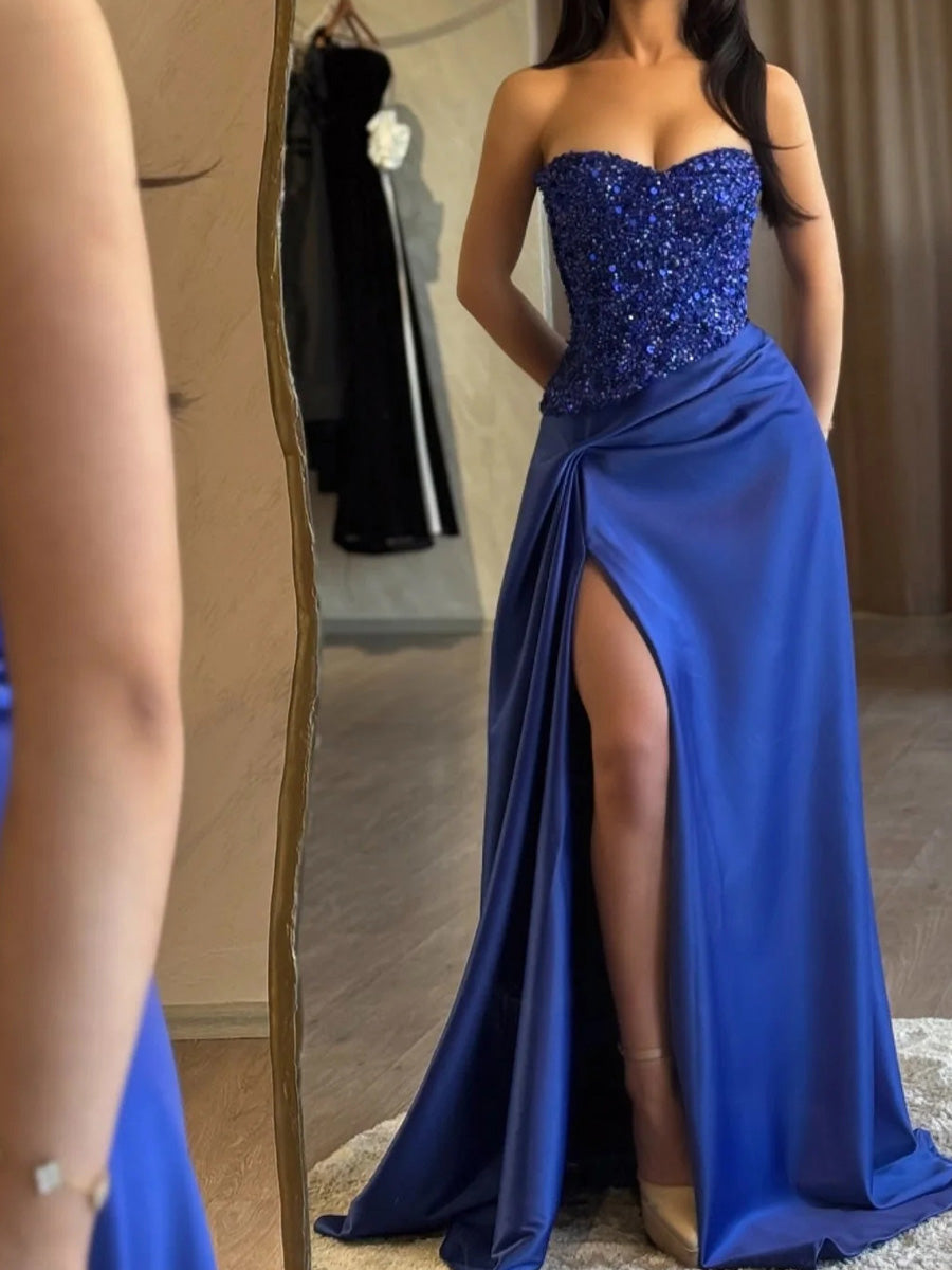 Sheath Sweetheart Pleated Floor-Length Charmeuse Corset Prom Dress