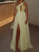 A-line One-Shoulder Appliques Lace Floor-Length Chiffon Prom Dress