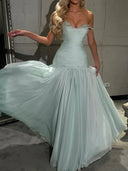 A-line Sweetheart Ruffles Floor-Length 30D Chiffon Corset Prom Dress