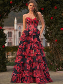 A-line Sweetheart Cascading Ruffles Floor-Length Other Corset Prom Dress