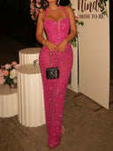 Sheath Halter Sequin Floor-Length Prom Dress