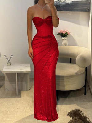 Sheath One-Shoulder Pleated Floor-Length Prom Dress