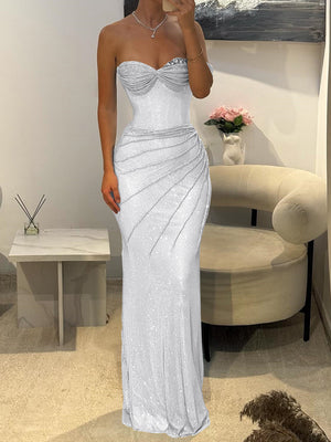 Sheath One-Shoulder Pleated Floor-Length Prom Dress
