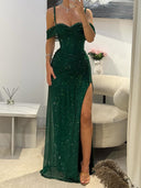 Sheath Cold Shoulder Pleated Floor-Length Corset Prom Dress
