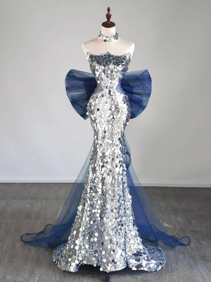 Sheath Scoop Sequin Sweep Train Prom Dress