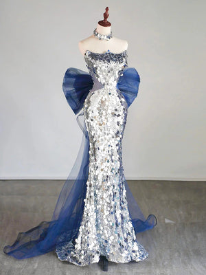 Sheath Scoop Sequin Sweep Train Prom Dress