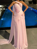 Sheath Sweetheart Sequin Sweep Train Chiffon Corset Prom Dress