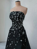 A-line Straight Rhinestone Floor-Length Satin Corset Prom Dress