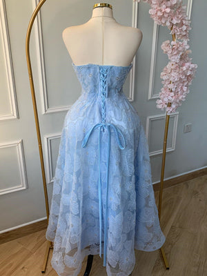 A-line Halter Sequin Ankle-Length Lace Prom Dress