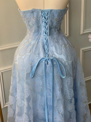 A-line Halter Sequin Ankle-Length Lace Prom Dress