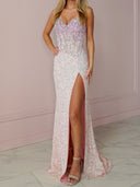 Sheath Sweetheart Sequin Floor-Length Corset Prom Dress