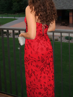 Sheath Straight Pleated Floor-Length Prom Dress