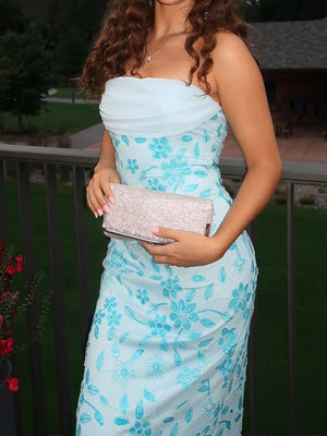 Sheath Straight Pleated Floor-Length Prom Dress