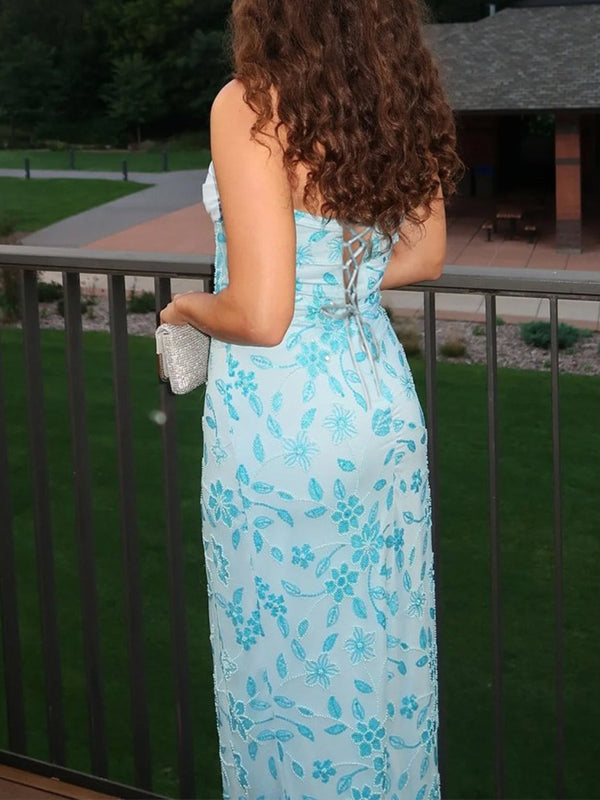 Sheath Straight Pleated Floor-Length Prom Dress