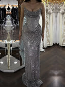Sheath Straight Pleated Floor-Length Prom Dress