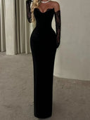Sheath Sweetheart Appliques Lace Floor-Length Stretch Crepe Prom Dress