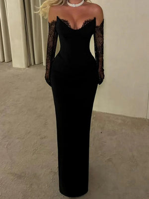 Sheath Sweetheart Appliques Lace Floor-Length Stretch Crepe Prom Dress
