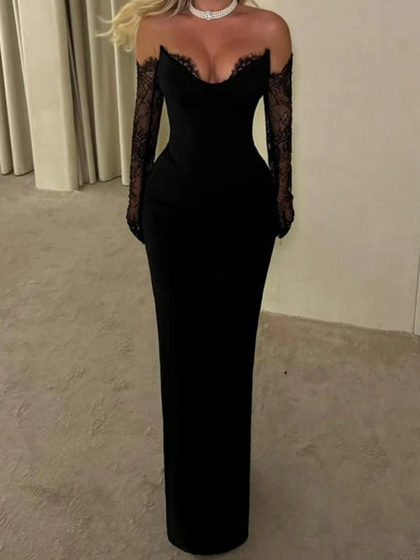 Sheath Sweetheart Appliques Lace Floor-Length Stretch Crepe Prom Dress
