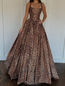 A-line Square Ruffles Floor-Length Corset Prom Dress