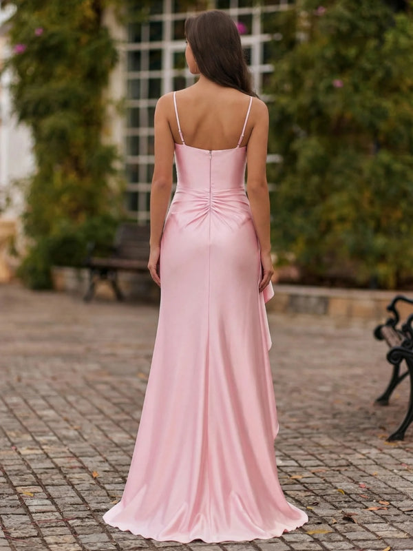 Sheath Square Ruffles Floor-Length Prom Dress