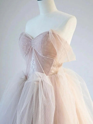 A-line Off-the-Shoulder Ruffles Floor-Length Tulle Corset Prom Dress