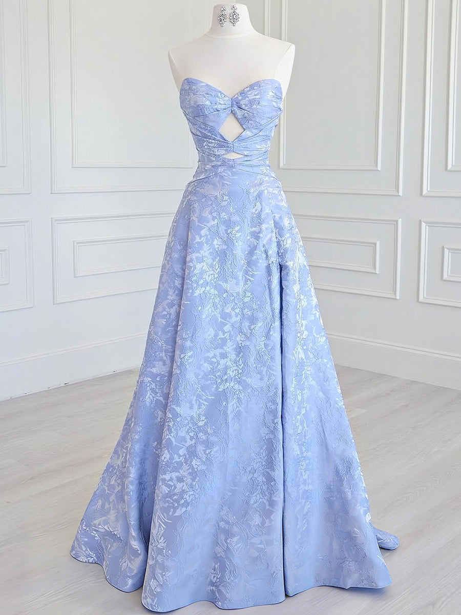 A-line Sweetheart Pleated Sweep Train Corset Prom Dress