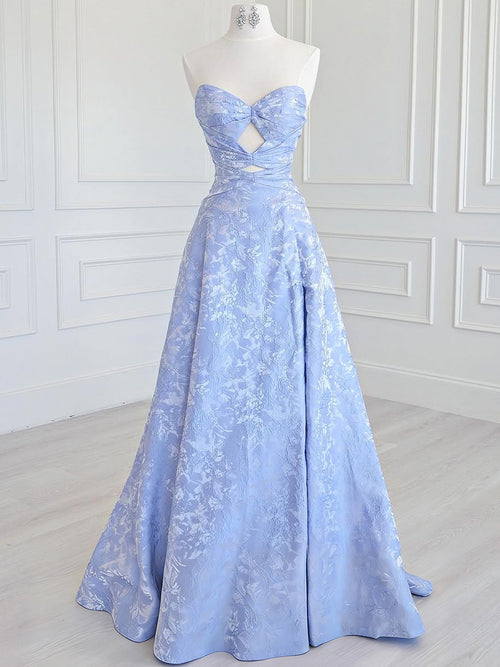 A-line Sweetheart Pleated Sweep Train Corset Prom Dress