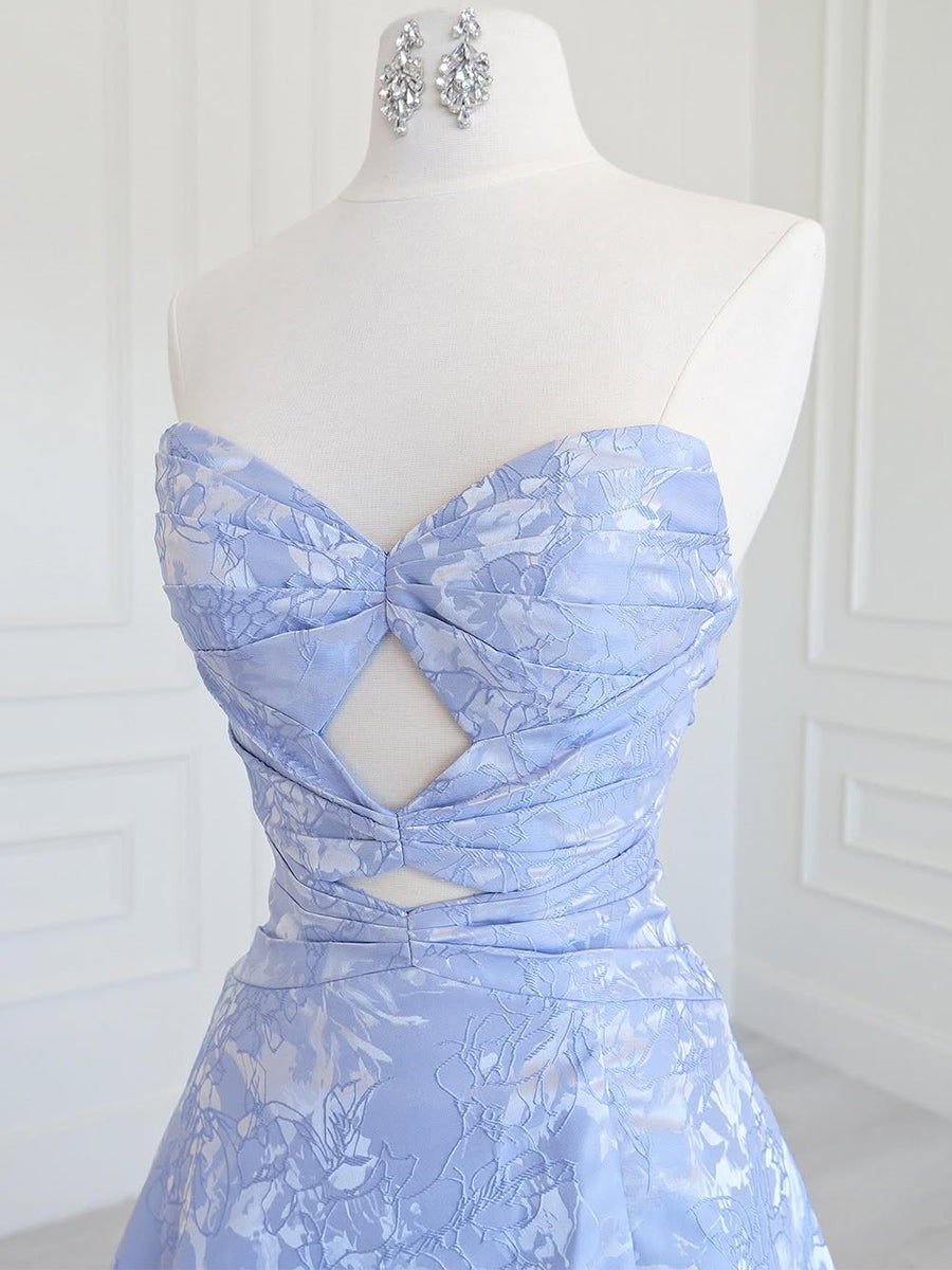 A-line Sweetheart Pleated Sweep Train Corset Prom Dress