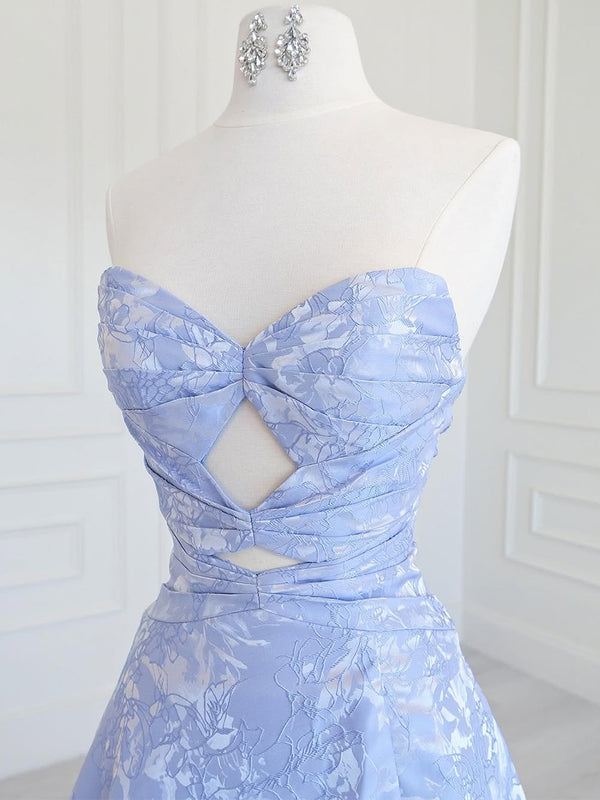 A-line Sweetheart Pleated Sweep Train Corset Prom Dress