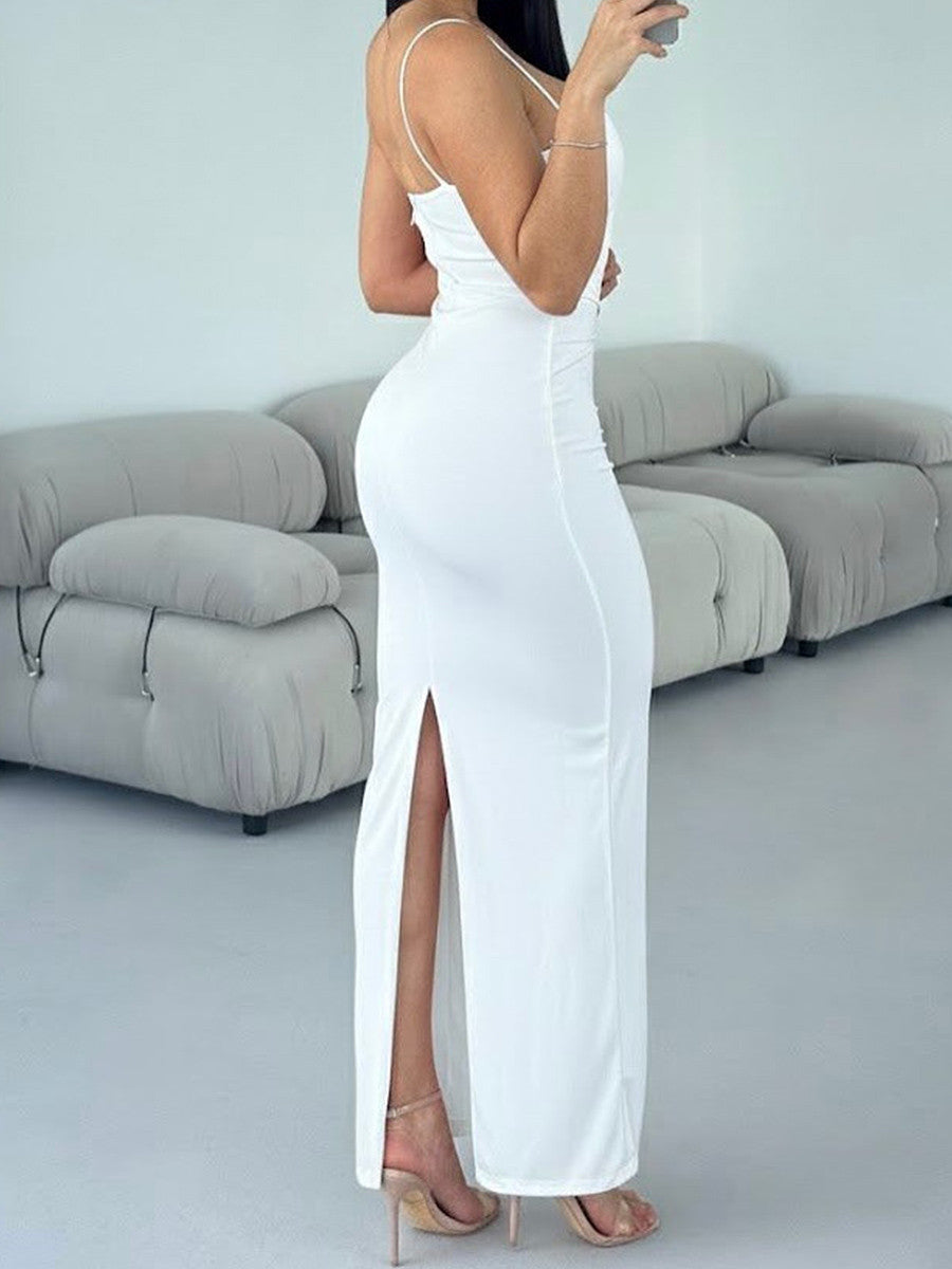 Mermaid Spaghetti Straps Ankle-Length Stretch Crepe Prom Dress