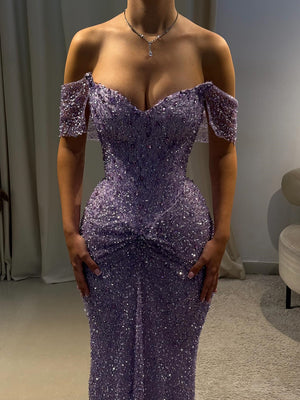 Sheath Sweetheart Sequin Sweep Train Prom Dress